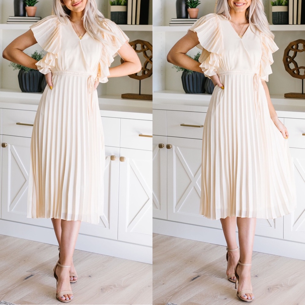 Pretty Pleats With A Cherry On Top Midi Dress - Picture 6 of 8